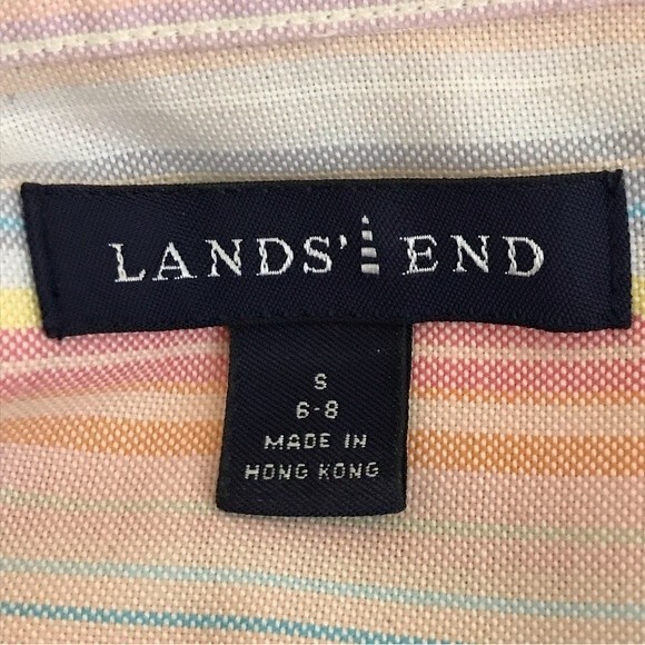 Land's End Striped Button Up Shirt SMALL Size 6-8 - Picture 9 of 9
